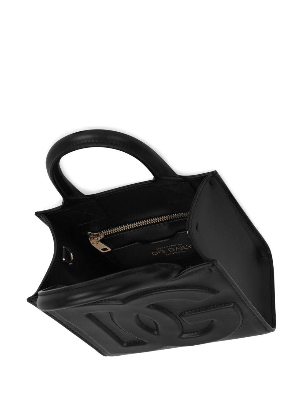 DG Logo Leather Tote Handbag - Black