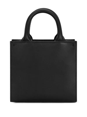 DG Logo Leather Tote Handbag - Black