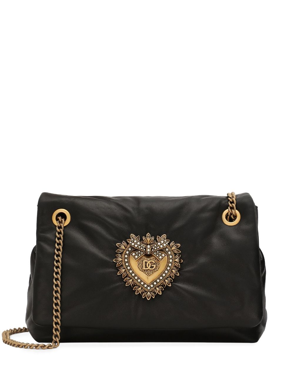 DOLCE & GABBANA Stylish Black Padded Leather Shoulder Handbag for Women