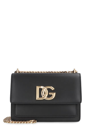 DOLCE & GABBANA Elegant Leather Mini Shoulder Bag 3.5 with Gold-Tone Accents