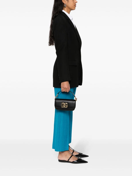 DOLCE & GABBANA Stylish Black Pouch Handbag with Gold Logo Detail for Women