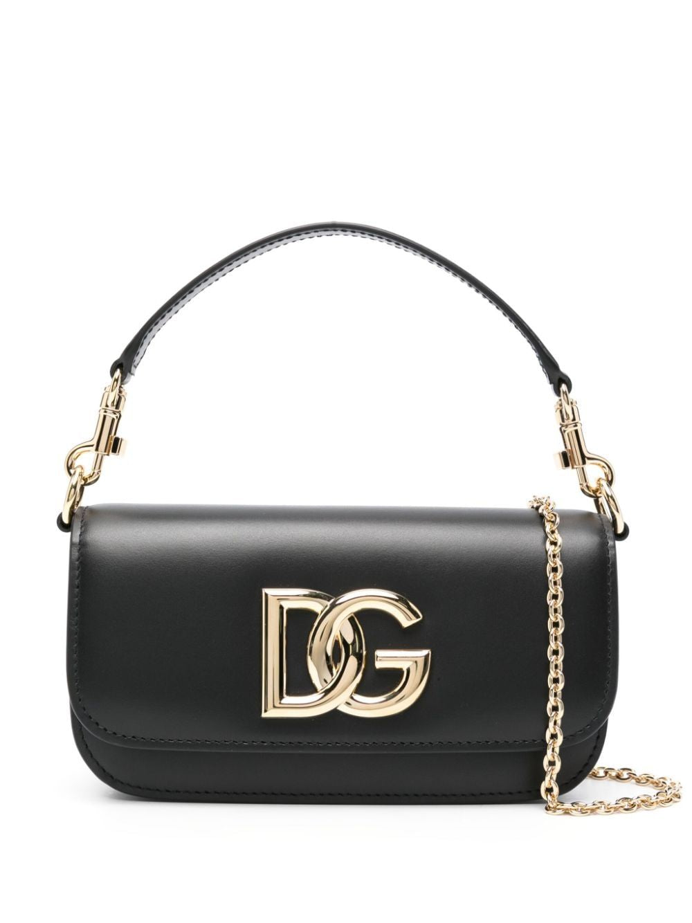 DOLCE & GABBANA Stylish Black Pouch Handbag with Gold Logo Detail for Women