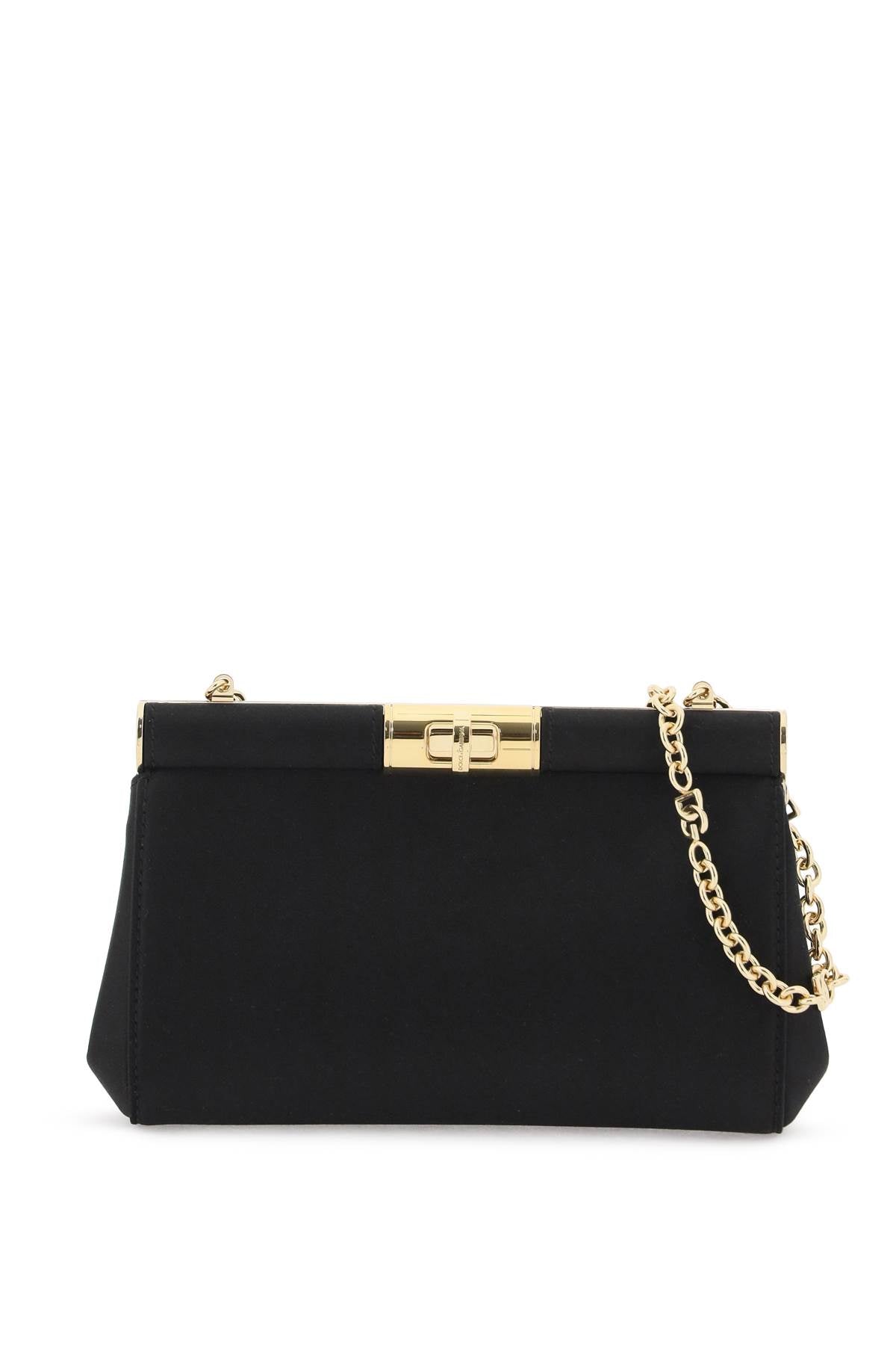 DOLCE & GABBANA Mini Black Satin Shoulder Handbag