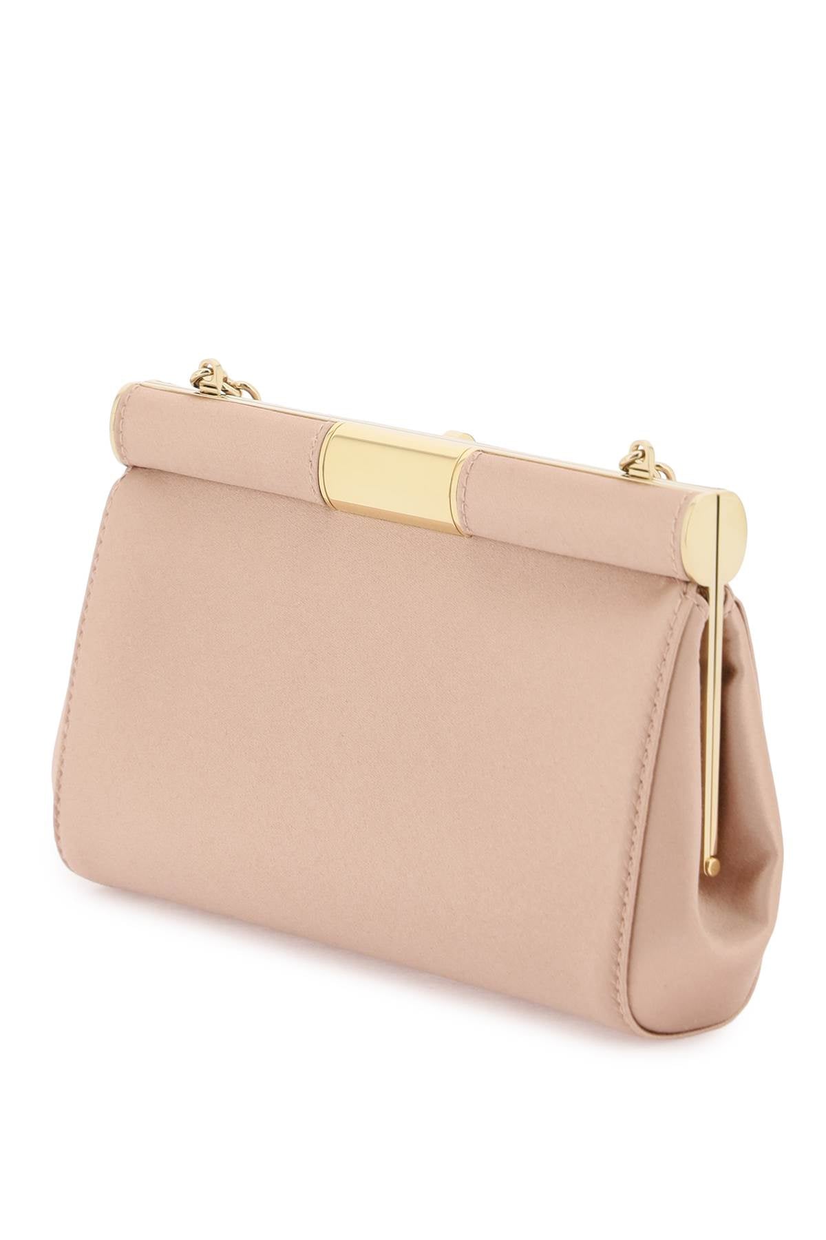 DOLCE & GABBANA Pink Silk and Viscose Marlene Satin Shoulder Bag