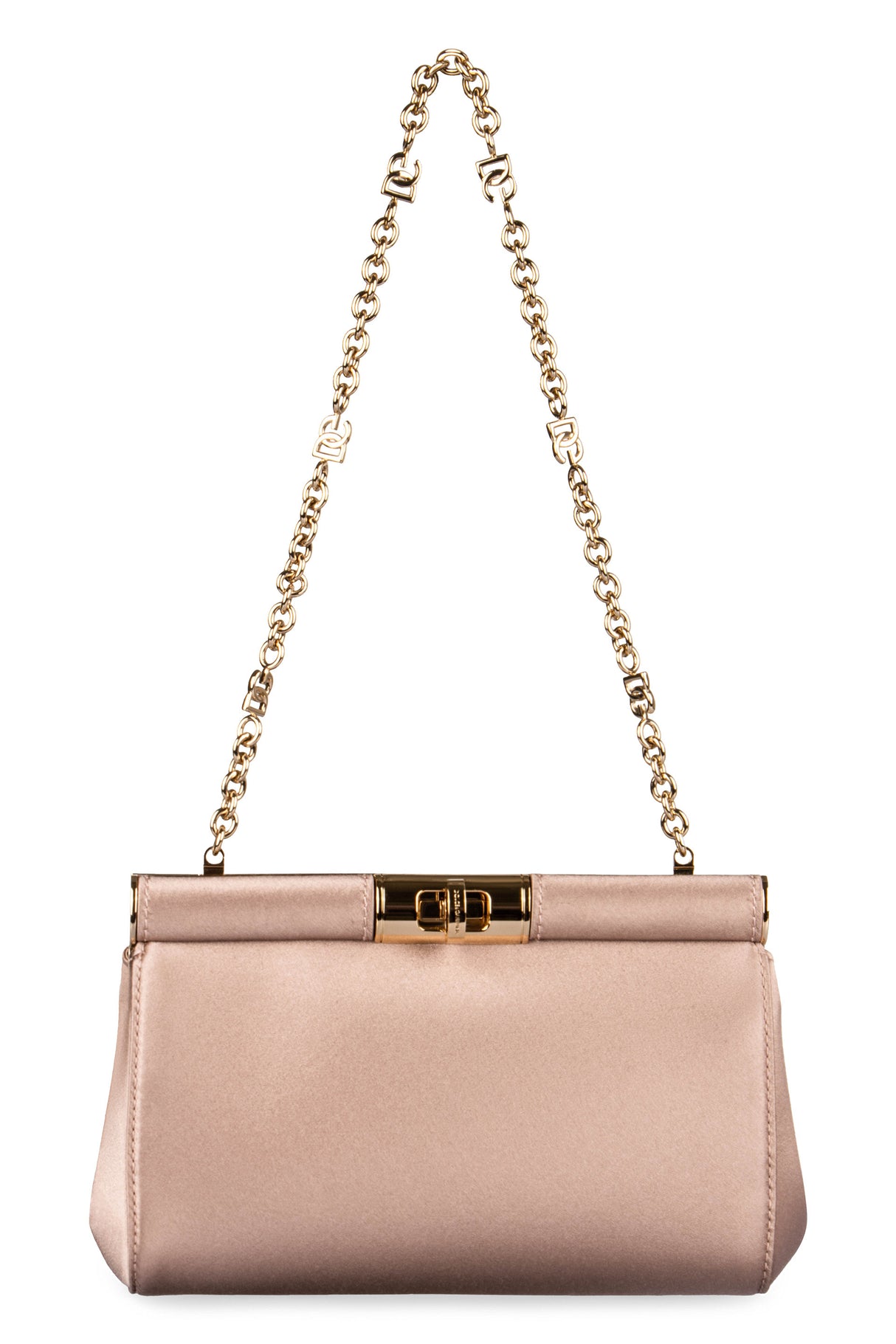 DOLCE & GABBANA Pink Silk and Viscose Marlene Satin Shoulder Bag