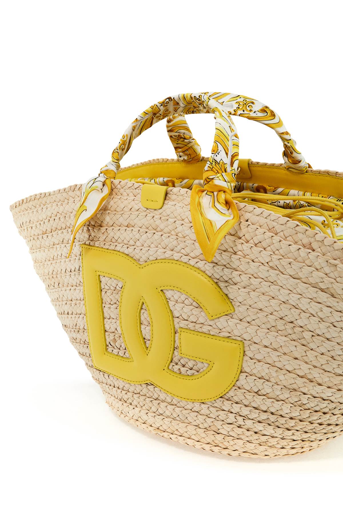 DOLCE & GABBANA Medium Kendra Woven Straw Tote Handbag