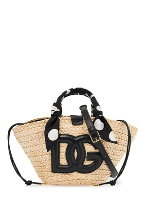 DOLCE & GABBANA Kendra Raffia Tote with Leather Accents