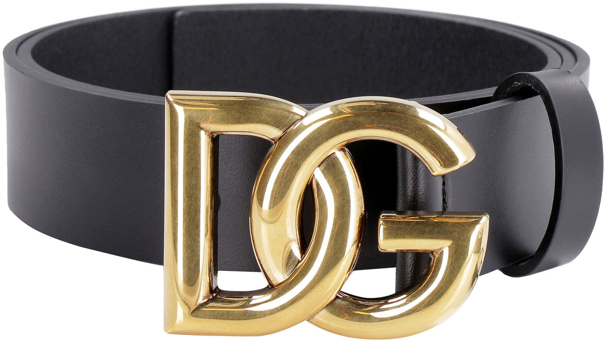 DOLCE & GABBANA Black Calf Leather Belt for Men - FW23 Collection