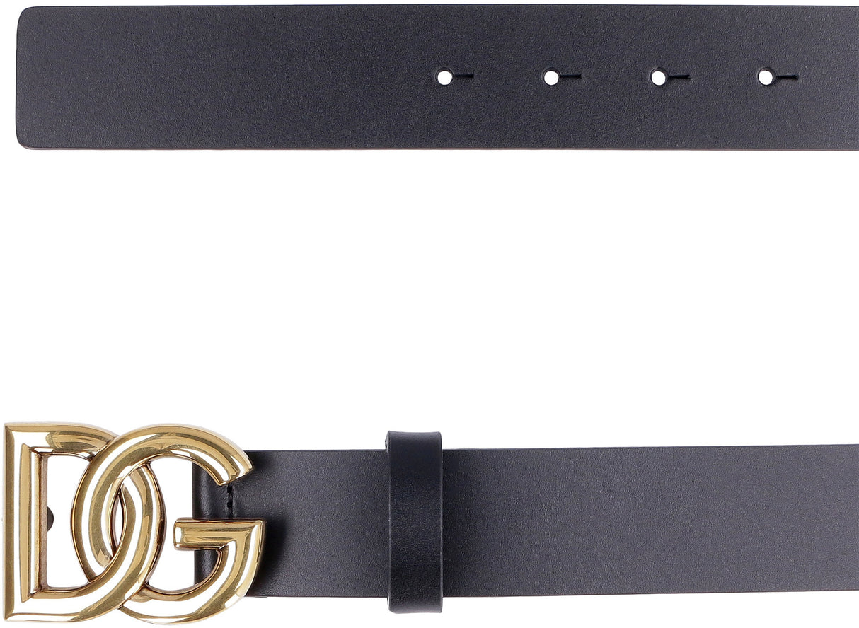 DOLCE & GABBANA Black Calf Leather Belt for Men - FW23 Collection