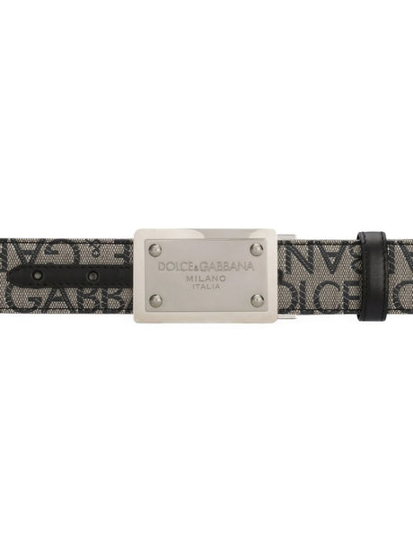 DOLCE & GABBANA Allover Logo Plaque Belt - 3.5 cm Width