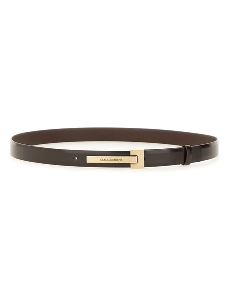 DOLCE & GABBANA Classic Leather Logo Belt for Men