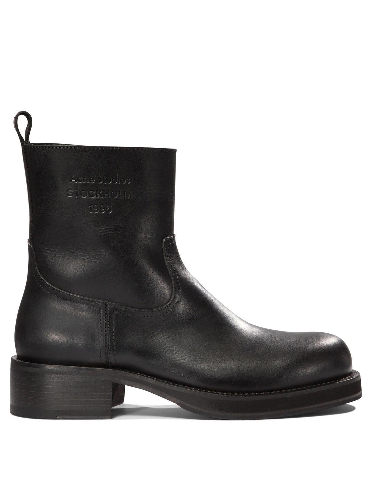 ACNE STUDIOS Sleek Waxed Leather Ankle Boots