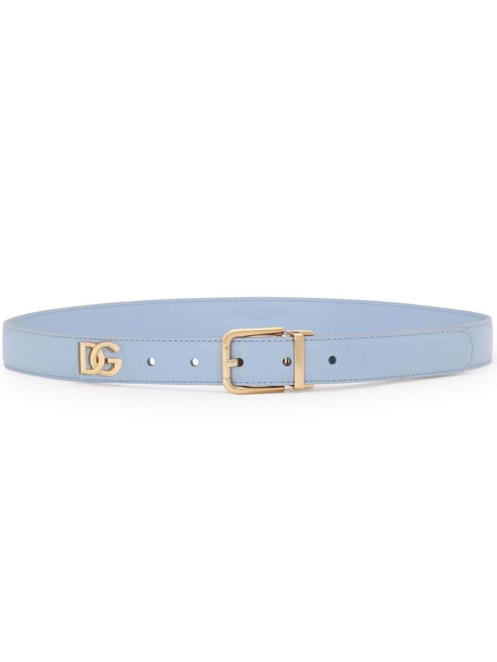 DOLCE & GABBANA Logo Plaque Calfskin Belt