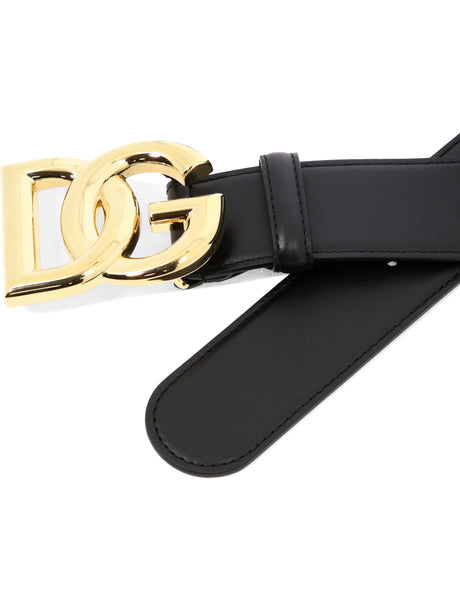 DOLCE & GABBANA Classic Black Leather Belt for Women