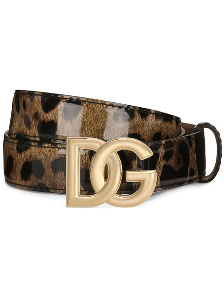 DOLCE & GABBANA Leopard Print Leather Belt