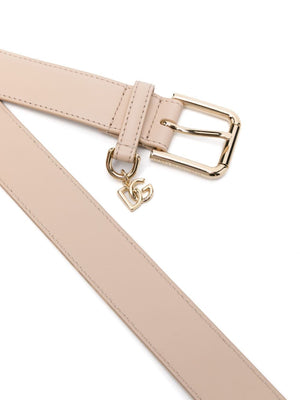 DOLCE & GABBANA Logo Charm Leather Belt for Women - SS24