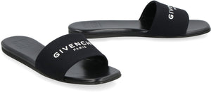 GIVENCHY Black Leather Slide Sandals | Embroidered Logo | Women's Sandals