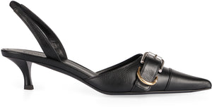 Sandal Quai Hậu Da Bò Đen - Gót 4.5cm - SS24 Dành Cho Nữ