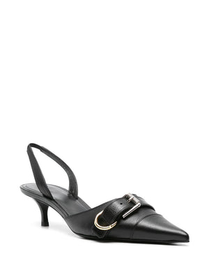 GIVENCHY Black Leather Slingback Pumps with Decorative Buckle Detail for Women