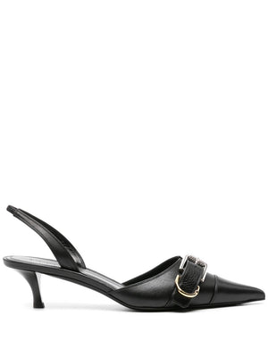 GIVENCHY Black Leather Slingback Pumps with Decorative Buckle Detail for Women