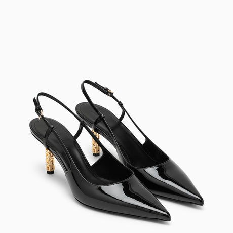 Giày cao gót slingback da bóng màu đen - SS24