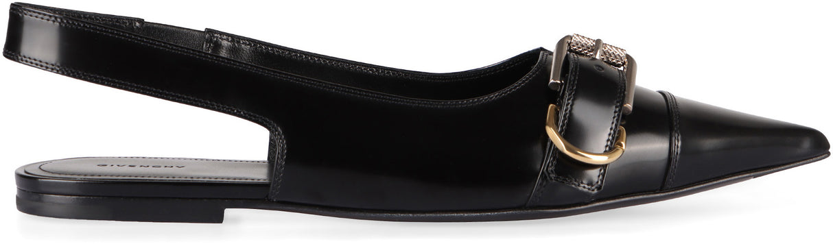 GIVENCHY Elegant Black Leather Ballerina Flats