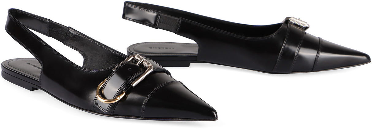 GIVENCHY Elegant Black Leather Ballerina Flats