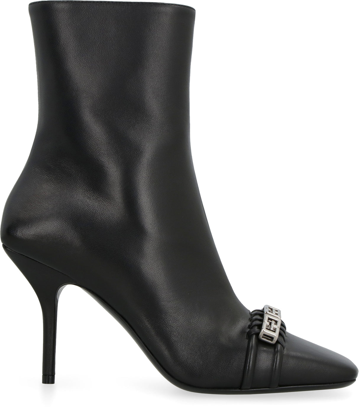 أحذية كاحل بتصميم عصري من جيفانشي الجلدية الأسود للنساء - FW22