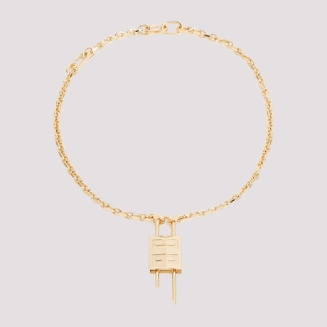 GIVENCHY Elegant Brass Lock Pendant Necklace with 4G Emblem