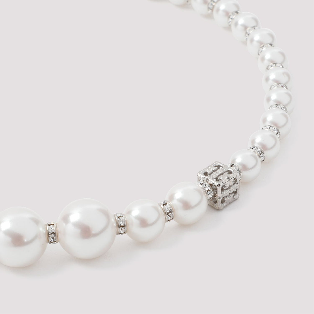 GIVENCHY Silver Degrade Pearl Crystal Short Necklace for Women - SS24 Collection