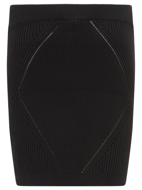 BALMAIN Black Button-Up Knit Skirt for Women