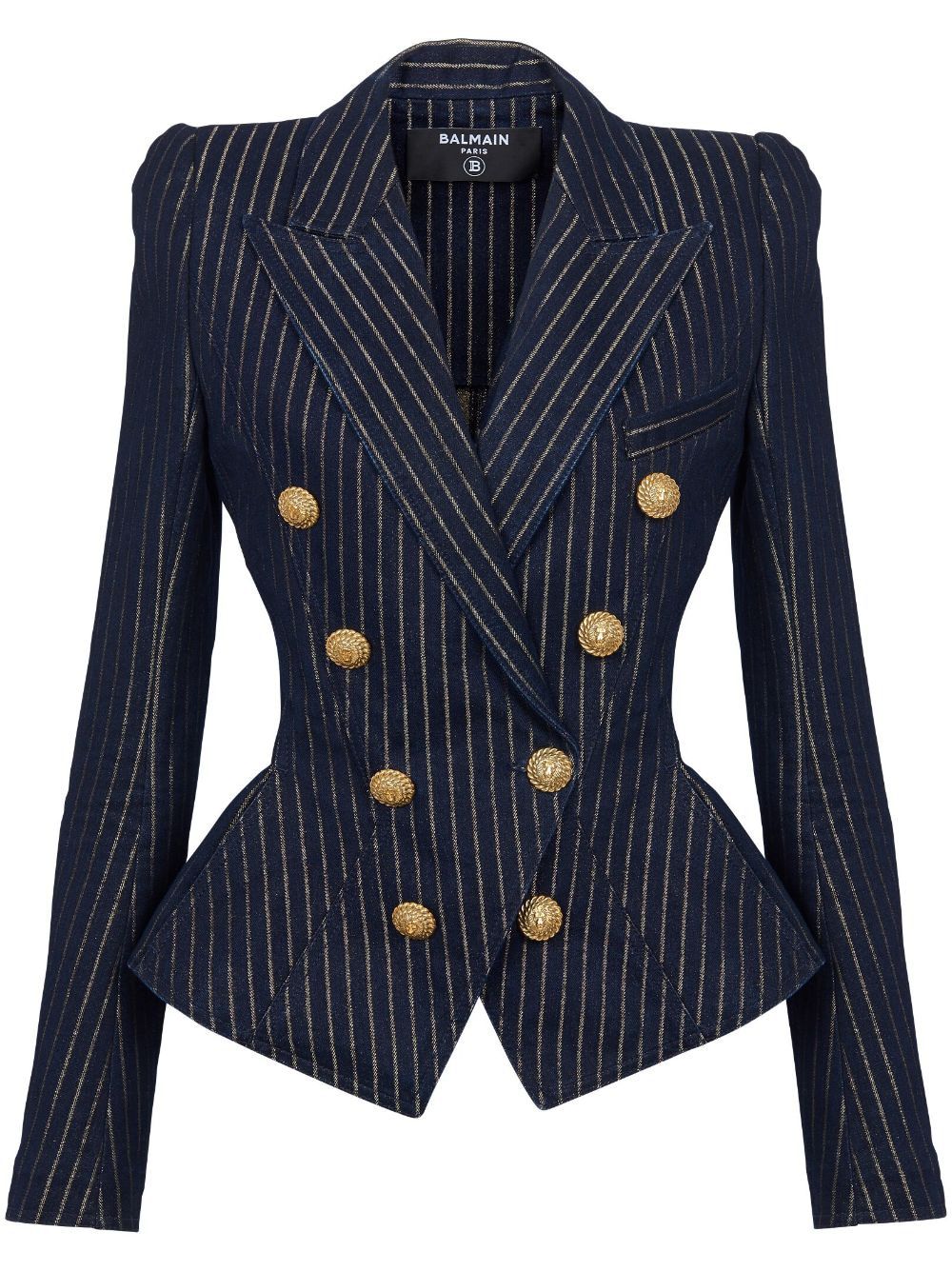 BALMAIN Fitted Denim Jacket in Bold Blue for Women - FW23