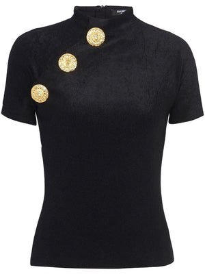 قميص تيشيرت فيلفيت أسود للنساء - FW23