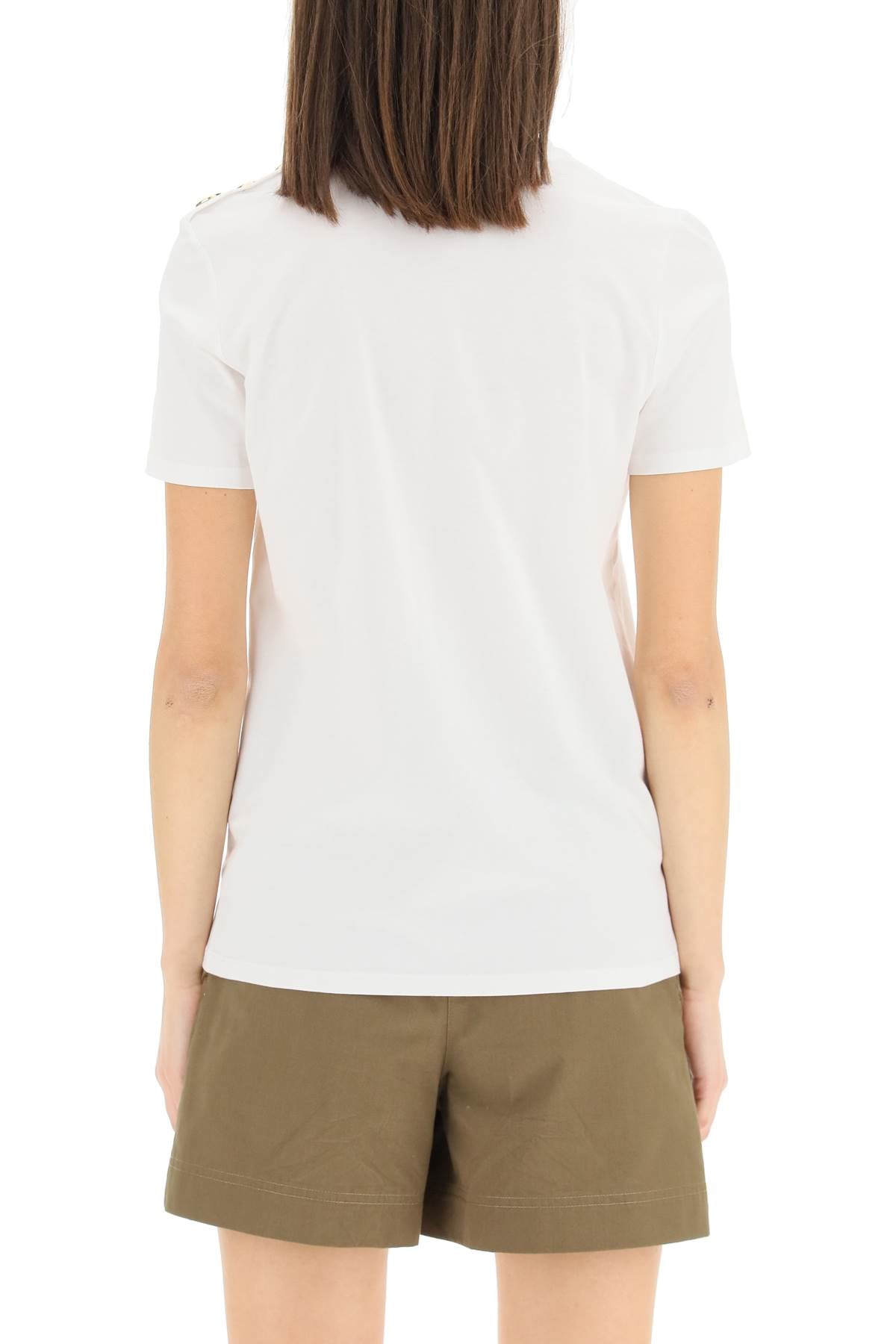 BALMAIN Embellished Button Crew-Neck T-Shirt for Women