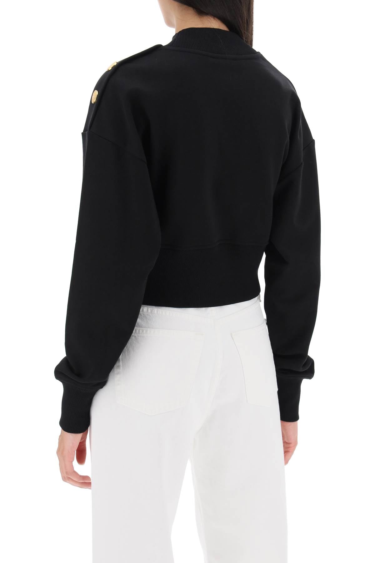 BALMAIN Organic Cotton Printed Sweatshirt for Women in Black and White - FW23 Collection