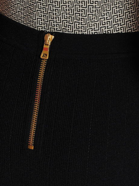 BALMAIN High Waist Buttoned Mini Skirt in Black - FW23