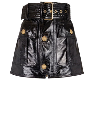 BALMAIN 23FW Black Mini Skirt for Women