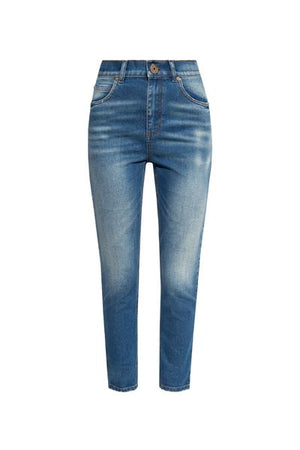 BALMAIN Five Pocket Medium Blue Slim Jeans for Women - FW23 Season