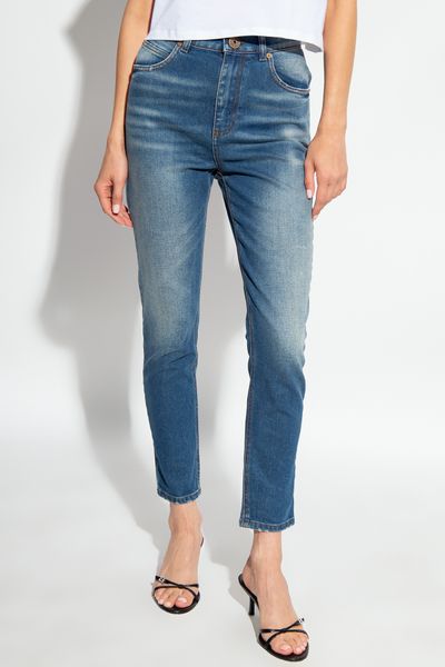 BALMAIN Fitted High Waist Blue Jeans for FW23