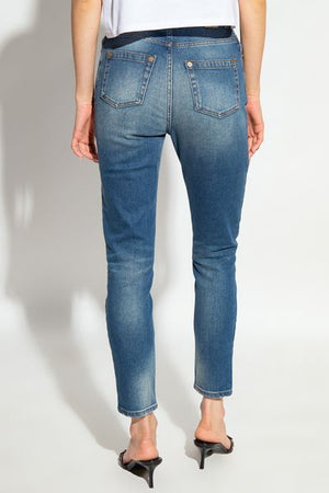 BALMAIN Fitted High Waist Blue Jeans for FW23