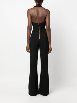 BALMAIN Black Off-Shoulder Flare Jumpsuit for Women