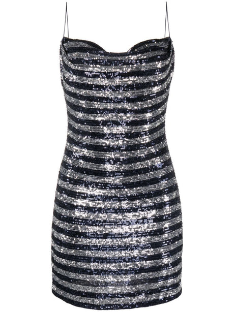 BALMAIN Glitter Cowl Neck Mini Dress