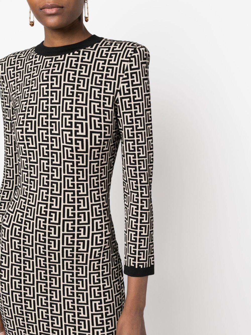 BALMAIN Stylish Monogram Wool Dress for Women - FW23