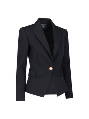 BALMAIN Stylish Black Wool Jacket for Women - FW23 Collection