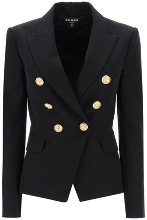 BALMAIN Black Slim Wool Double-Breasted Jacket for Women