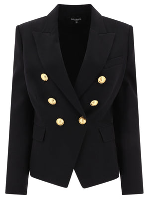 BALMAIN Stylish Women's Double-Breasted Blazer in Black - FW23