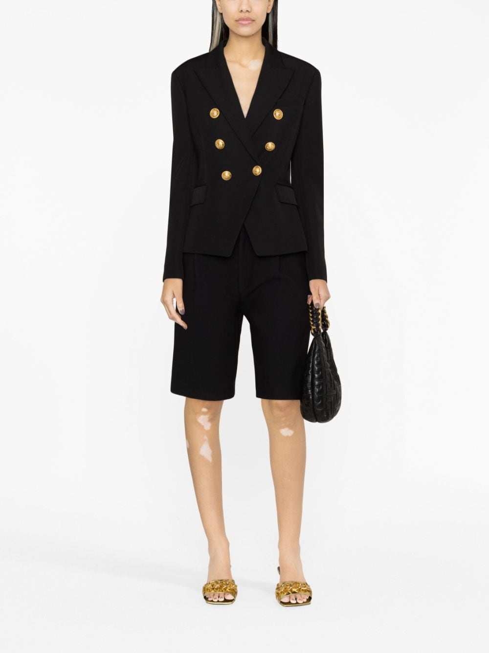 BALMAIN Stylish Women's Double-Breasted Blazer in Black - FW23