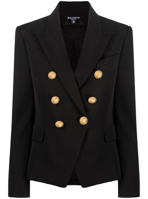 BALMAIN Stylish Women's Double-Breasted Blazer in Black - FW23