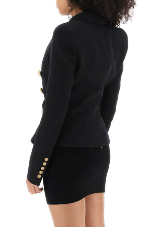 BALMAIN Classic Black Double-Breasted Wool Jacket for Women - FW23