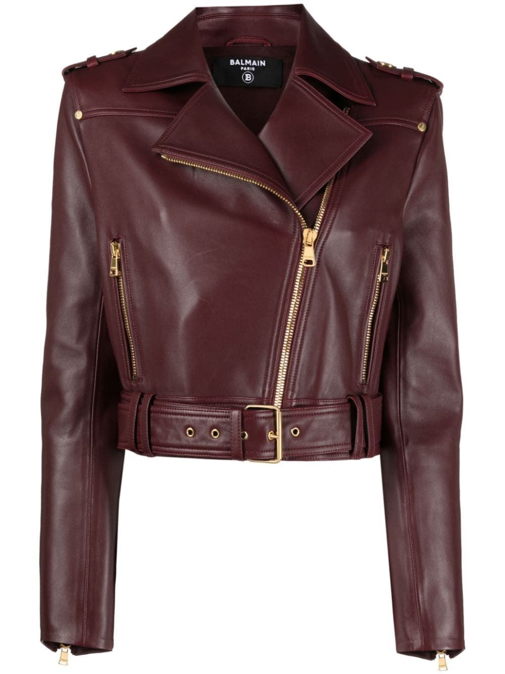 Stylish Cropped Burgundy Biker Jacket for Women